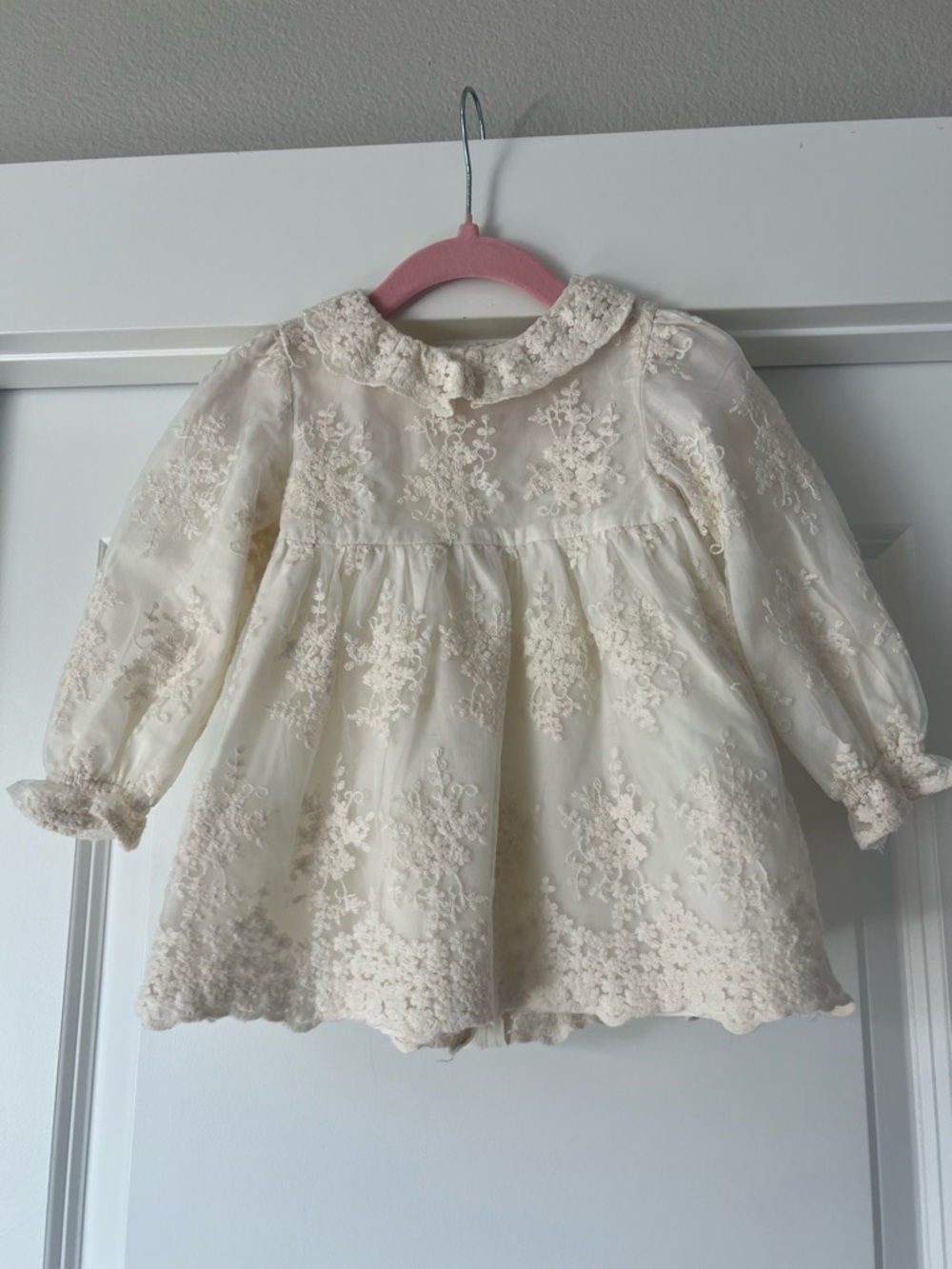 Zara Toddler Lace Embroidered Dress Ivory Size 12-18 m